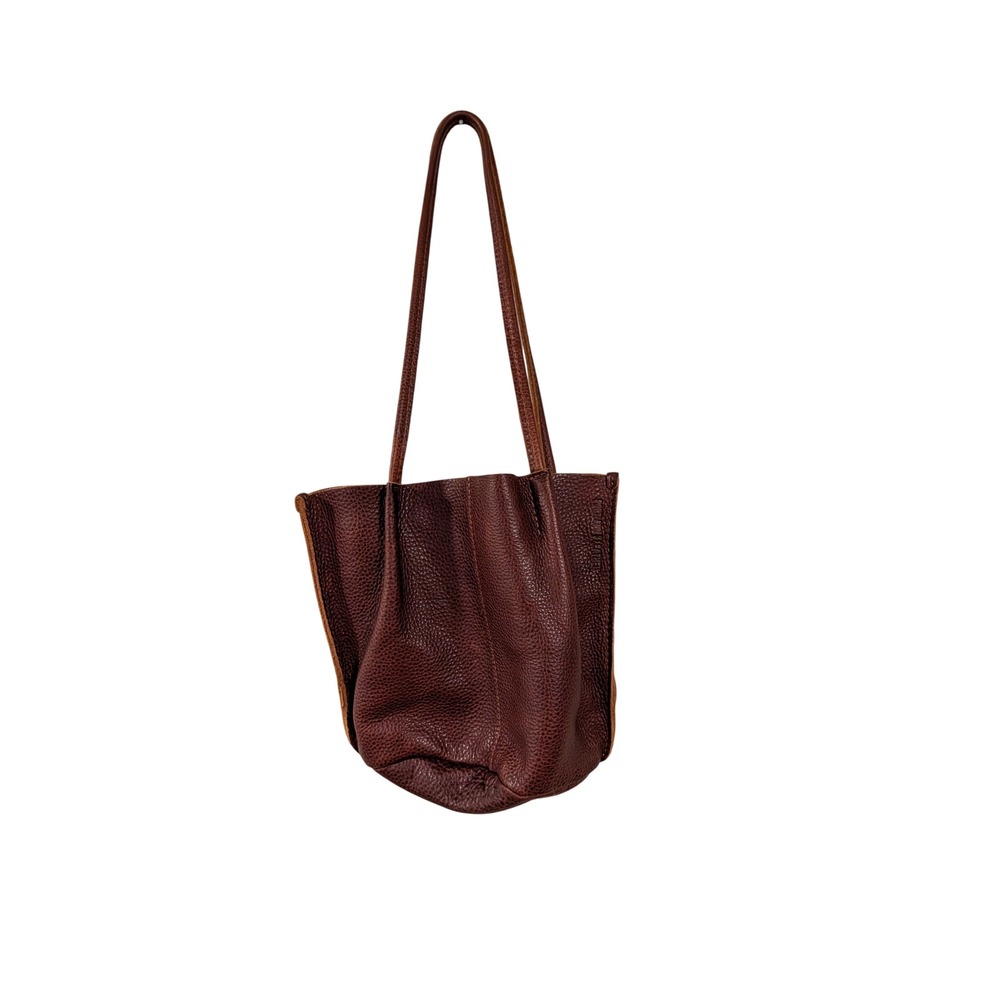 Portland Leather Goods Tote Womens Medium Brown Pebbled Leather Shoulder Bag